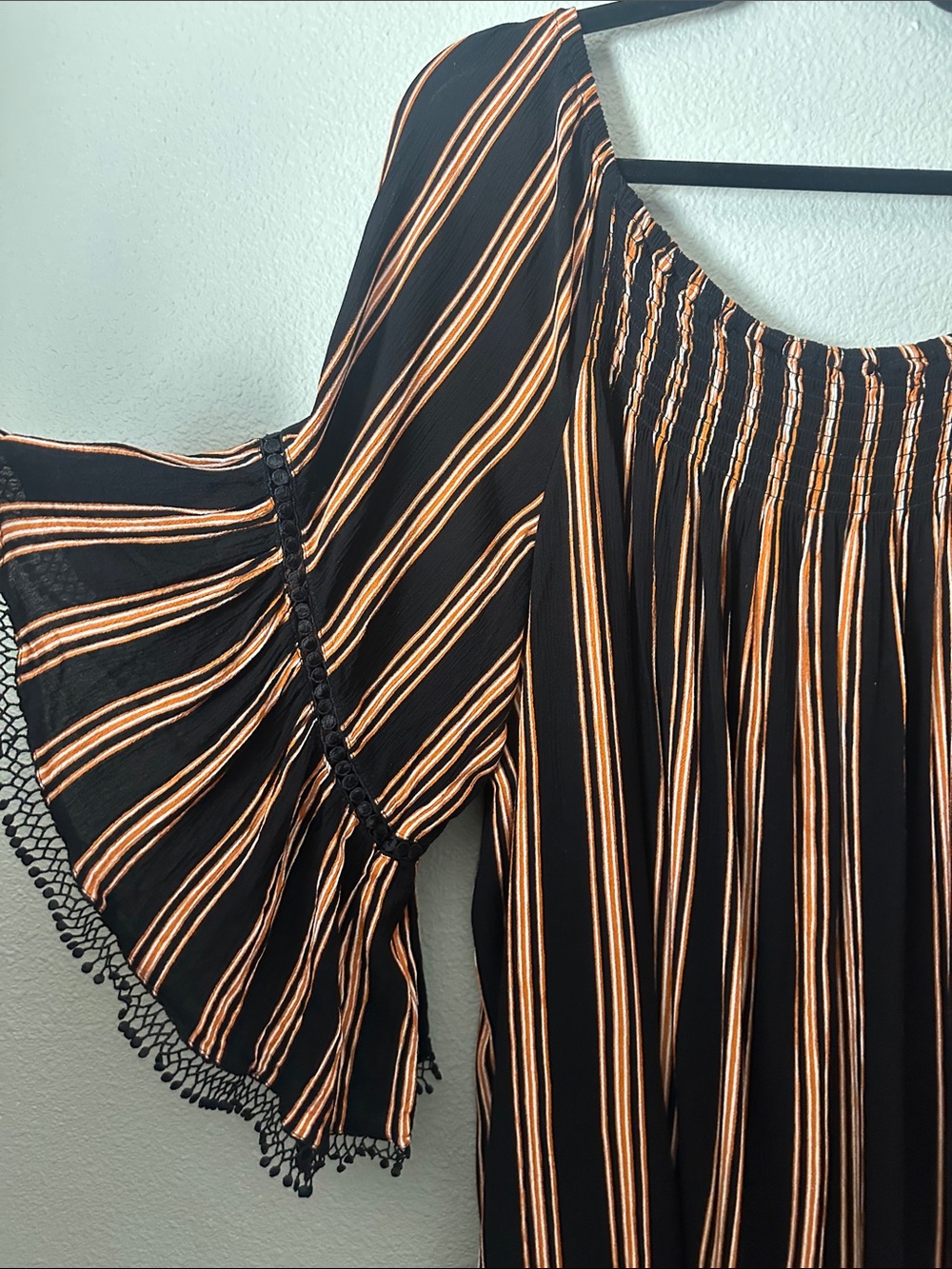 Fall Colors Tunic 3x Orange Black White Stripes Peasant Style - Picture 10 of 12